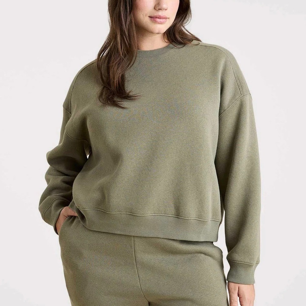 Nuuds Classic Crewneck Fleece Sweatshirt in Olive Size XXL